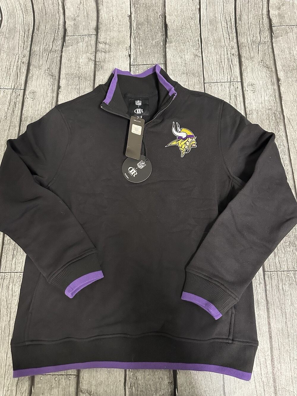 NWT Men’s NFL x Darius Rucker Minnesota Vikings 1/4 Zip Pullover Medium Black